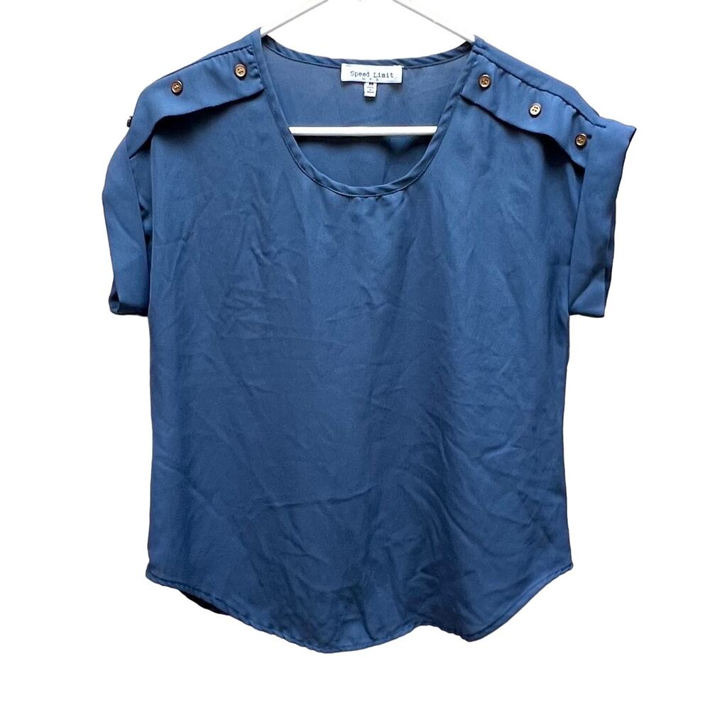 Speed Limit Womens Blue Sheer Blouse Size M